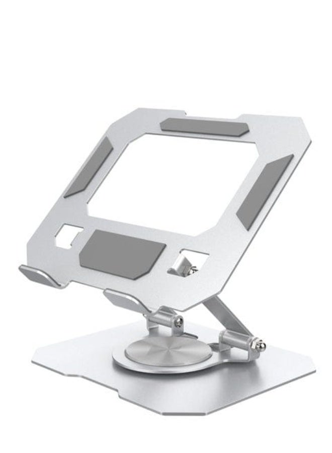 This foldable metal stand, made entirely of high-quality metal, offers robust stability and 360-degree rotation. Suitable for tablets from 4 to 16 inches, it's ideal for office use, studying, watching videos, and online meetings. - Image 1